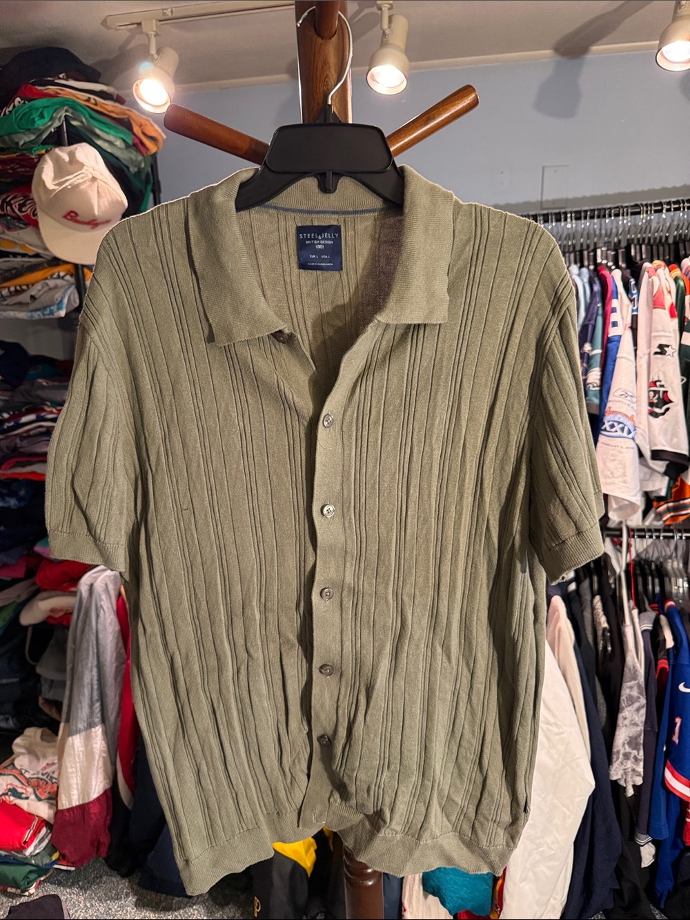 Steel & Jelly Olive Green Short-Sleeve Ribbed Polo